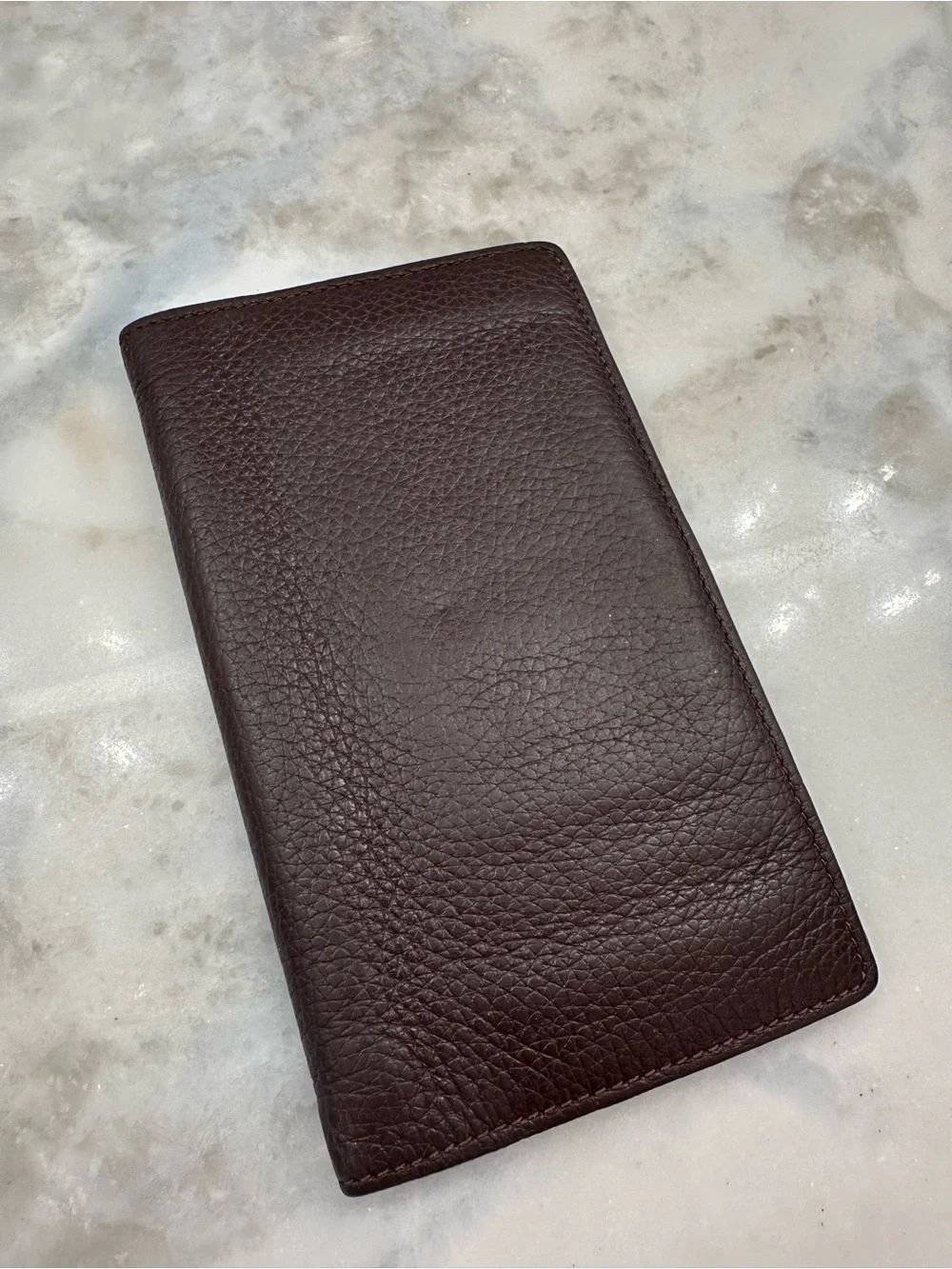 Fabriano Italy Burgundy Pebbled Leather Wallet Organizer